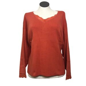 Serengeti Elegant Sweater Women’s Size 3X Color Rust V-Neck Pullover Cardigan